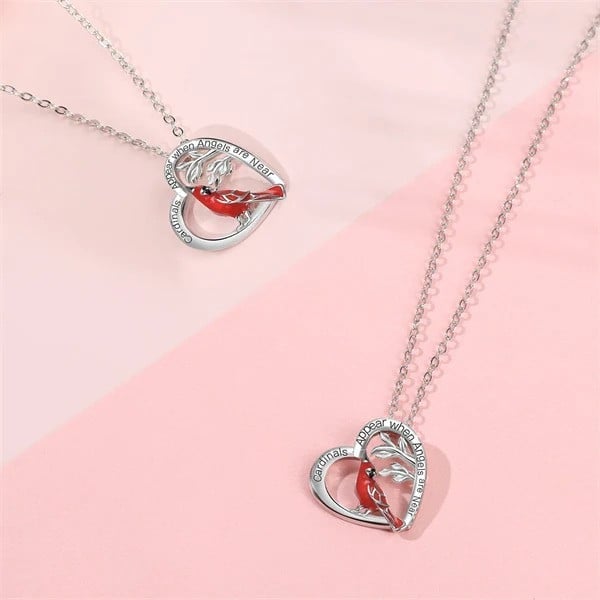 (🌲EARLY CHRISTMAS SALE - 50% OFF) 🐦Cardinal Heart Pendant Necklace - Buy 2 Get Extra 10% OFF & Free Shipping