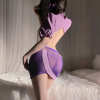 Purple Retro Cheongsam Lingerie Set | Sexy Qipao Corset Top & Sheer Mesh Skirt | Open Cup Bust Chain Detail | Floral Lace Teddy & G-String | Exotic Boudoir Outfit for Women PPF0343