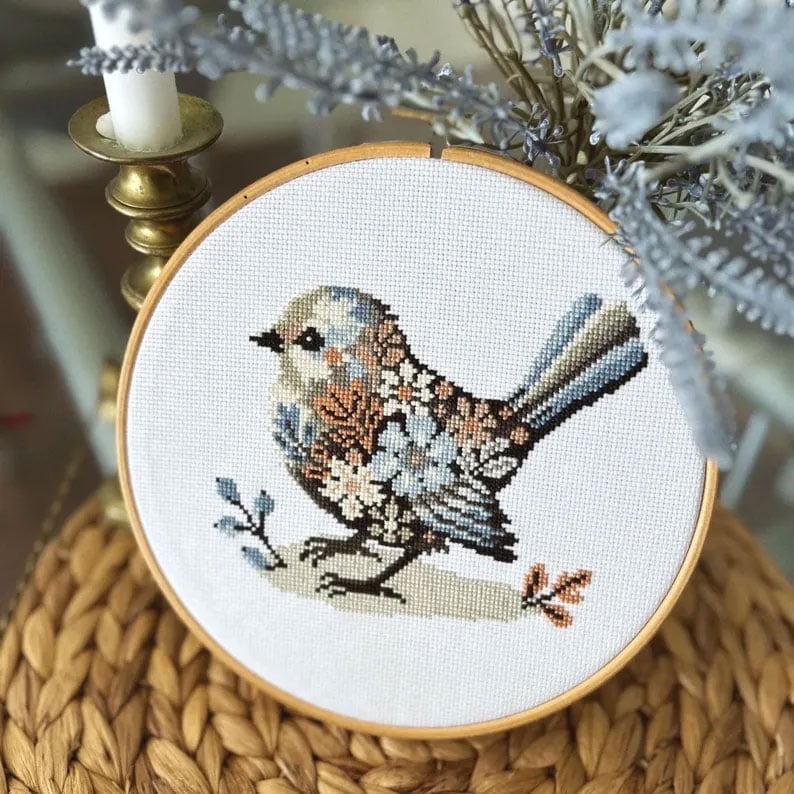 🎄Christmas Sale - 70% OFF🎁American DIY Handicrafts--Flower Winter Bird Cross Stitch Kit