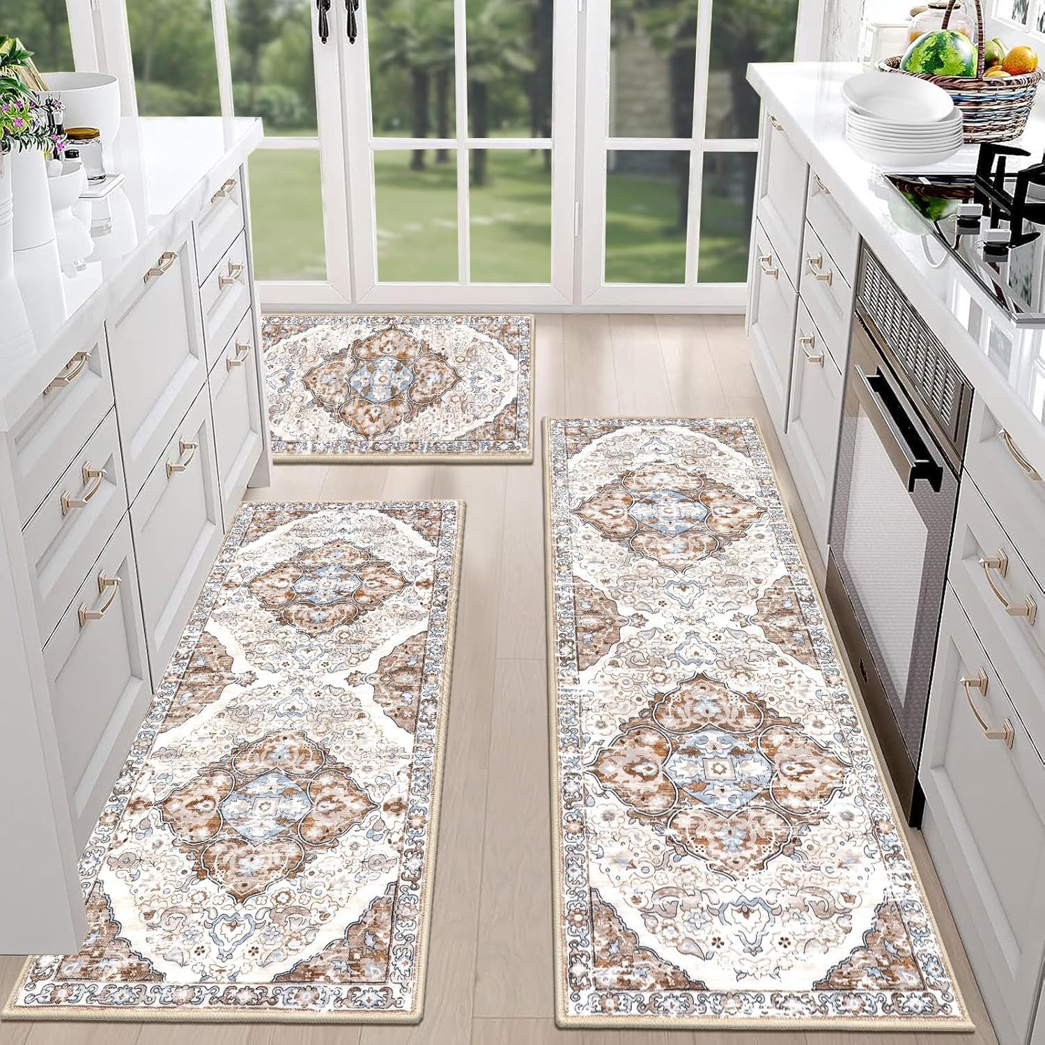 🎁TikTok Last Day Sale - 70% OFF🔥Boho Washable Kitchen Rugs Sets of 3 - Non Slip Kitchen Rugs