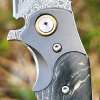 Handmade Damascus steel Folding Pocket EDC Knife-with cowhide sheath And pocket clip