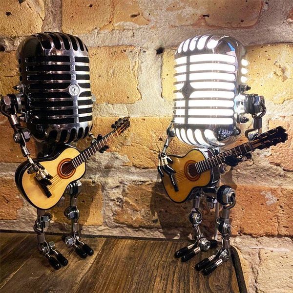 New Year's Sale🔥LAST DAY 70% OFF🎁Vintage Metal Microphone Robot Desk Lamp🎸