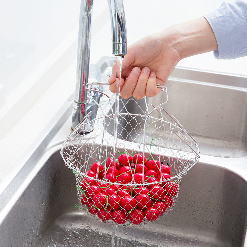 (🎅Christmas Sale 48% OFF) Stainless Steel Foldable Strainer Basket Colander(BUY 2 GET 1 FREE)