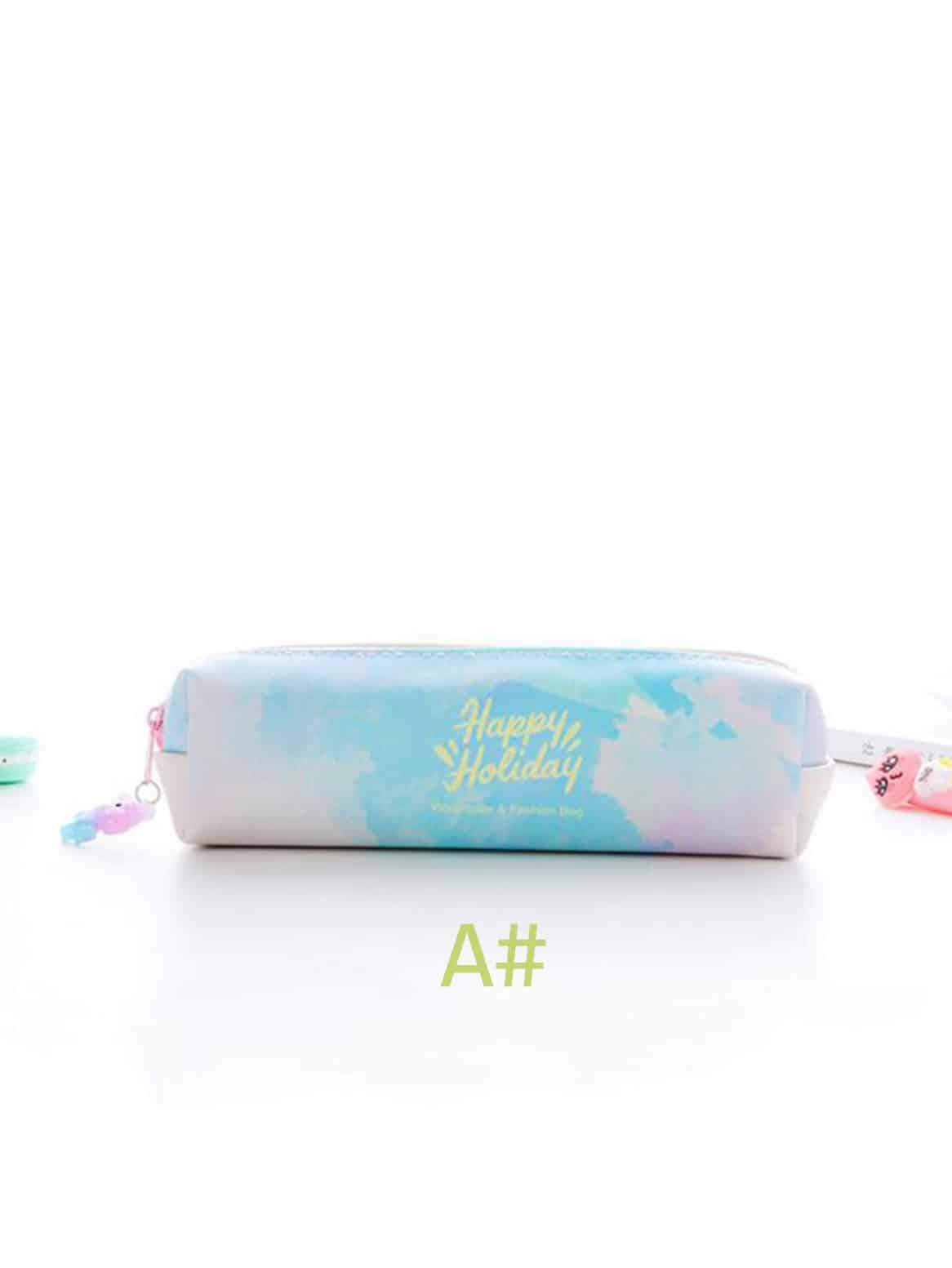 Letter Print Colorful Pencil Case 1pc