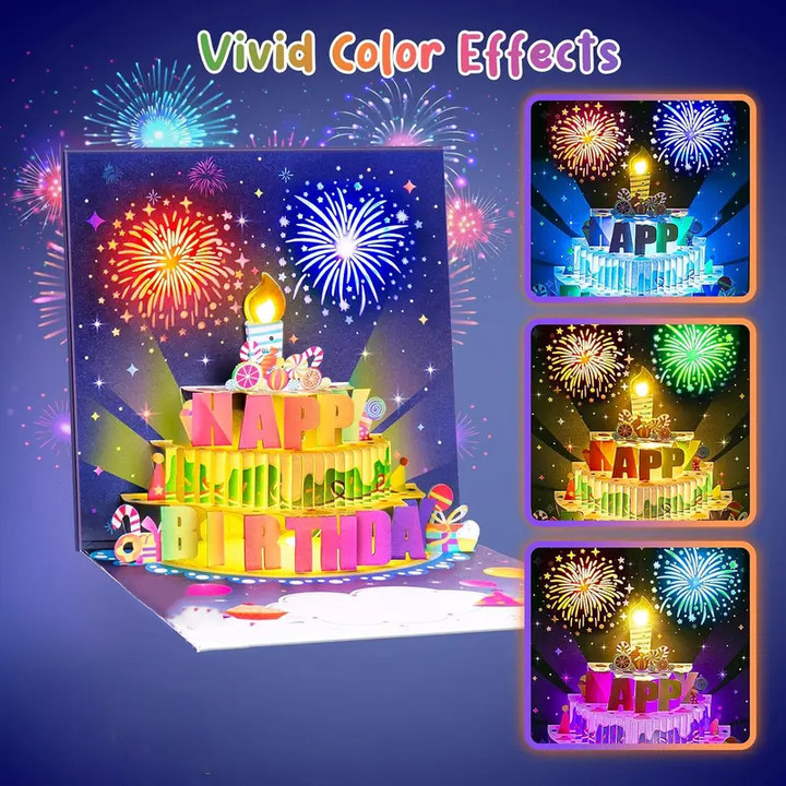 Birthday Pop-Up Card with Candle & Music