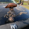 Cowboy Skull Gunslinger Hood Ornament Sculpture