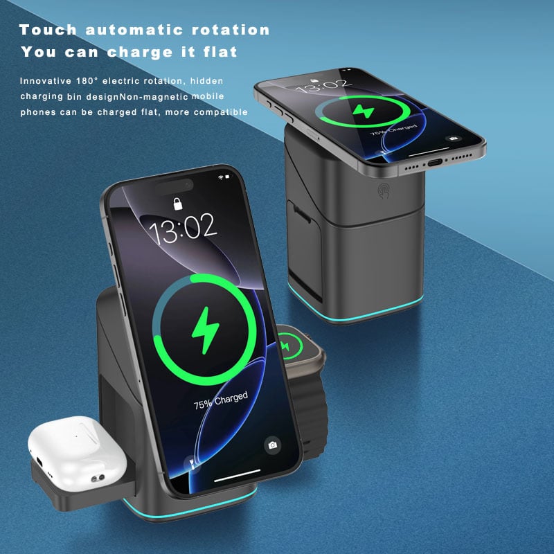 🔥3-in-1 kabelloses Ladegerät - kabelloses Aufladen mehrerer Geräte Touch-Pop-up-Laden🔋