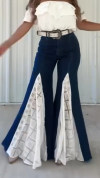 Women's Lace Panel Flared Jeans