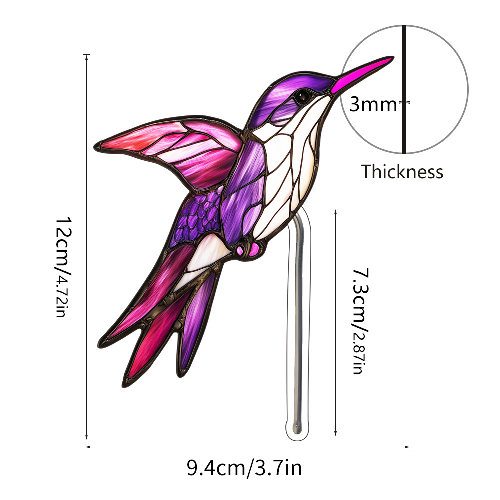 🎖️Stained glass hummingbird plant pot decorative bird shaped sun catcher beautiful handmade gift,💕 add charm to plants and windows