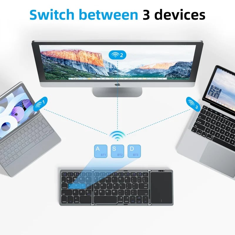 🔥Last Day 50% OFF🔥 - Foldable Bluetooth Keyboard with Touchpad