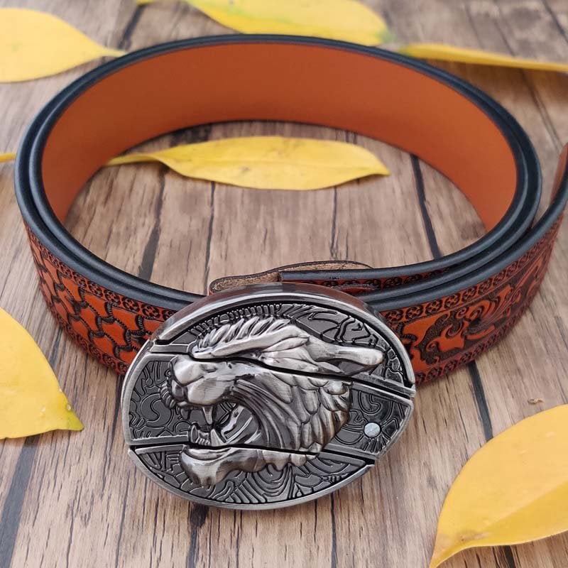 🎅Last Day Sale 50% OFF🌲Fashion Punk Genuine Leather Belt With Knife