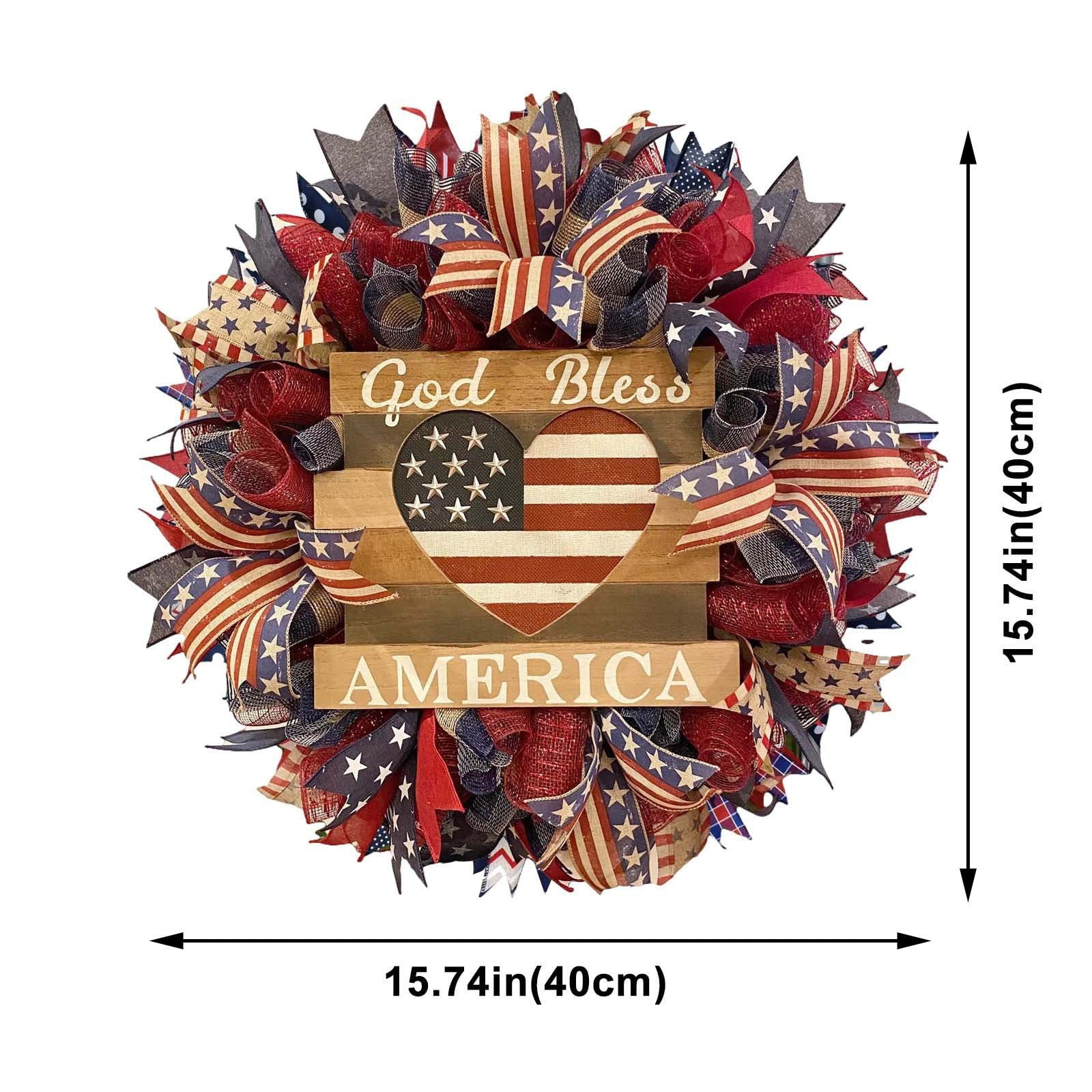 🏵100% Handmade American Patriotic God Bless Wreath(𝐉𝐚𝐦𝐞𝐬 𝐎𝐥𝐢𝐯𝐞𝐫 𝐇𝐚𝐧𝐝𝐦𝐚𝐝𝐞®)