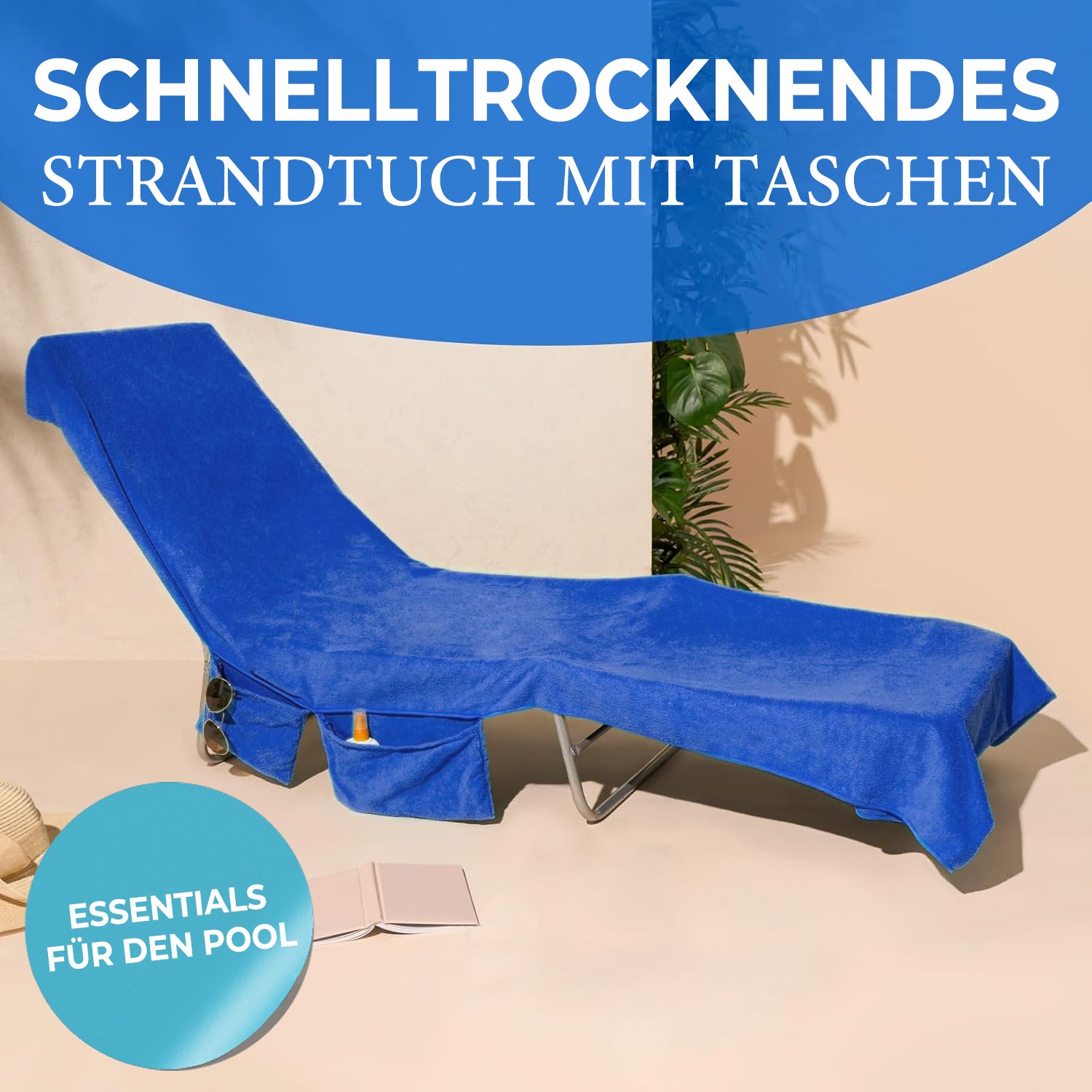 🔥Heißer Verkauf  49% Rabatt🔥Sonnenliege Handtuch in Tasche mit Taschen Lagerung