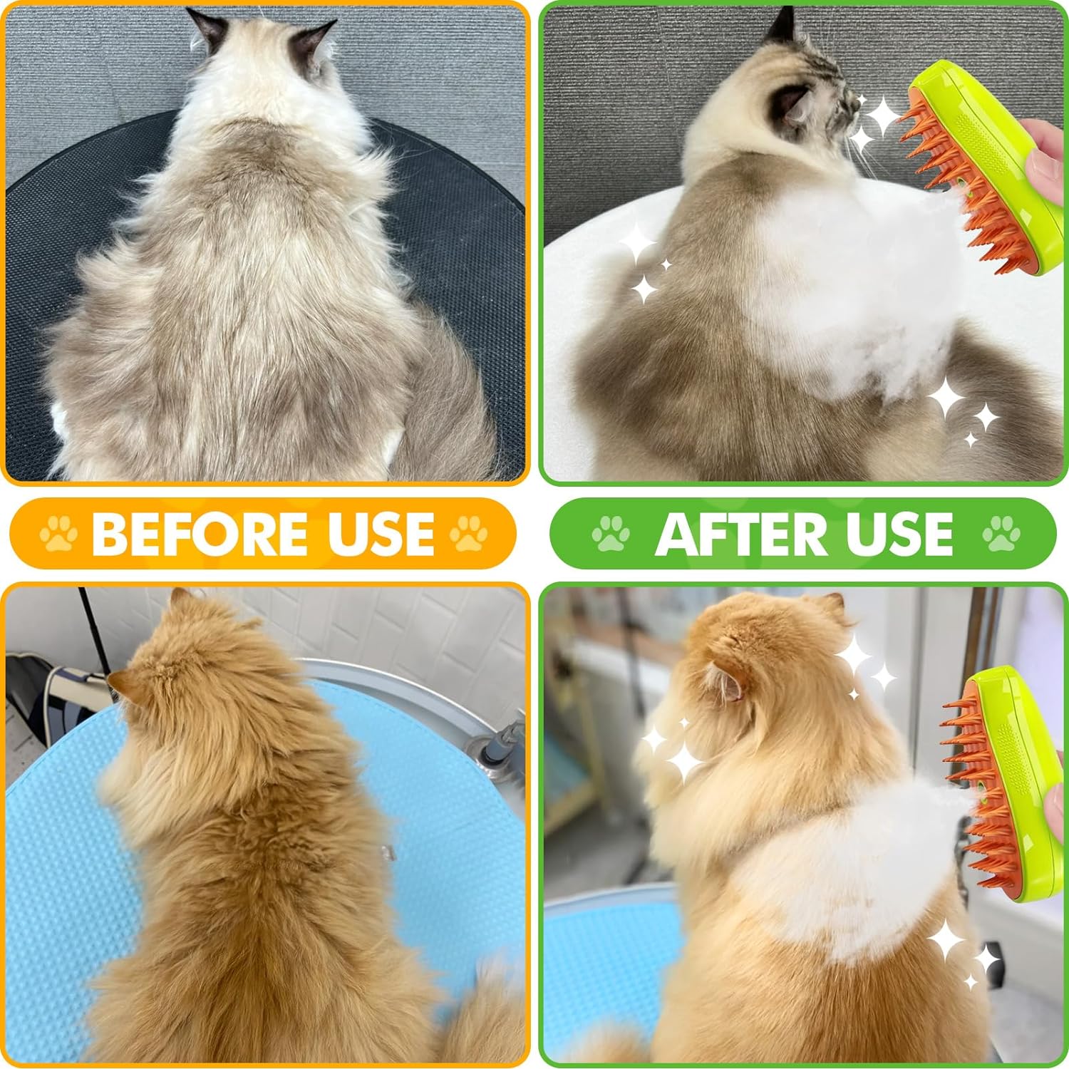 Cat Brush with Steam, 3-in-1 Steam Brush Cat Green Steamy Brush Cat Steam Brush for Cats with Spray Cat Brush with Water Cats Steam Brush Care Brush for Cats and Dogs for Hair Removal