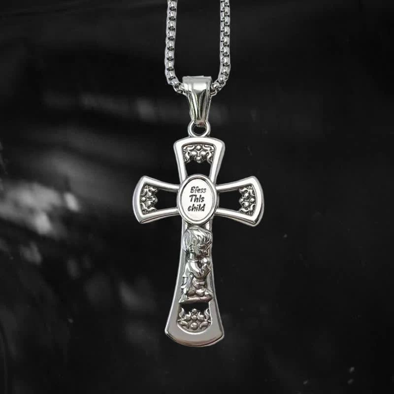 ✝️100% Handmade God Bless This Child Cross Prayer Necklace(𝐉𝐚𝐜𝐤 𝐌𝐢𝐥𝐥𝐞𝐫 𝐇𝐚𝐧𝐝𝐦𝐚𝐝𝐞®)