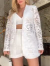 Women's Lapel Lace Cutout Coat