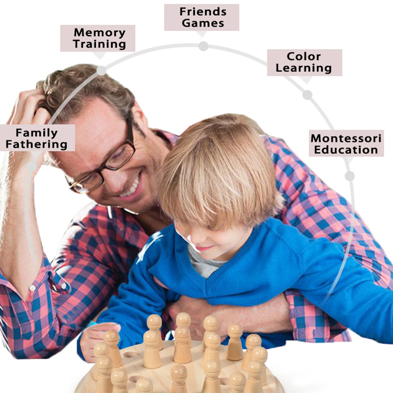 New Children Wooden Memory Matchstick Chess Game