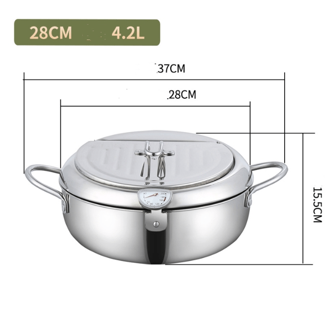 🔥LAST DAY 49% OFF🔥 -Stainless Steel Frying Pot with Thermometer and Oil Drip Drainer Rack🎉FREE SHIPPING