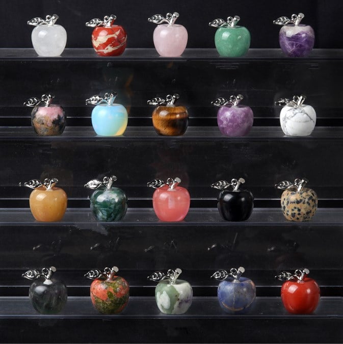 Natural Crystal Jade Colorful Apple Small Ornament