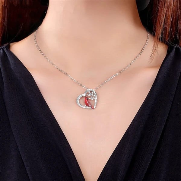 (🌲EARLY CHRISTMAS SALE - 50% OFF) 🐦Cardinal Heart Pendant Necklace - Buy 2 Get Extra 10% OFF & Free Shipping