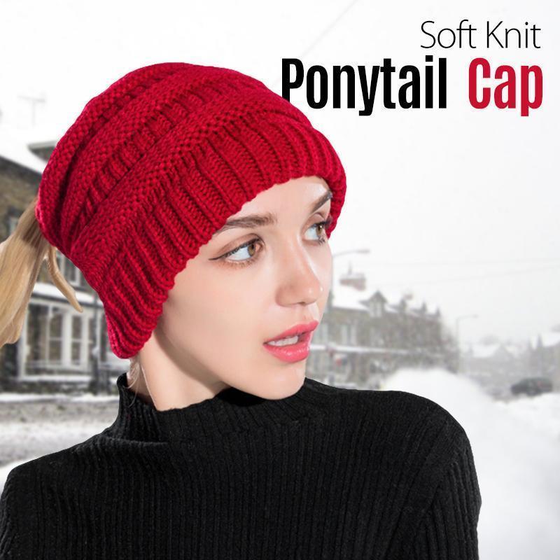 Soft Knit Ponytail Cap