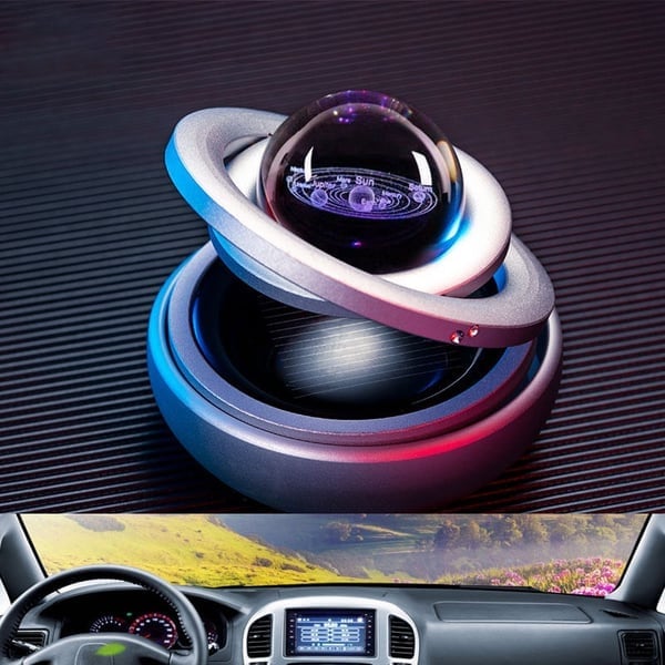 💖Mother's Day Promotion 48% OFF-🎁-Solar Rotating Double Ring Suspension Car Aromatherapy Ornament🚗