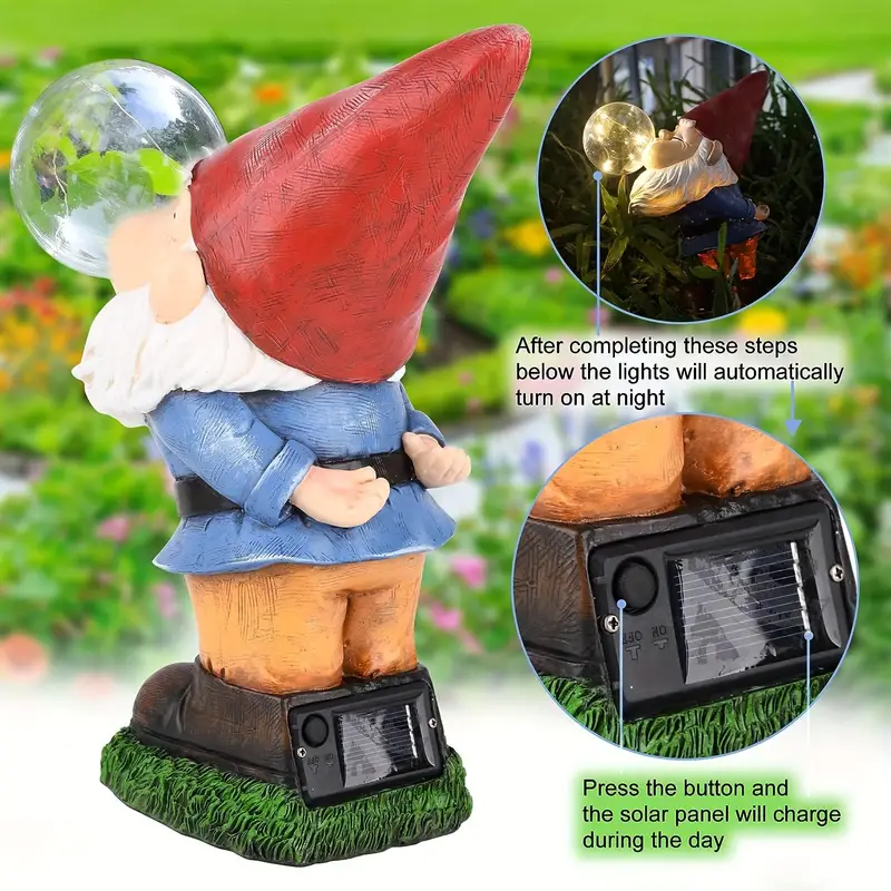 Jumbo & Hilarious  Gnome Blowing A Bubble Garden Statue