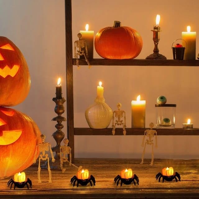 💥LAST DAY SALE 50% OFF💥Halloween LED Candle Lamp with Creepy Spider Decor