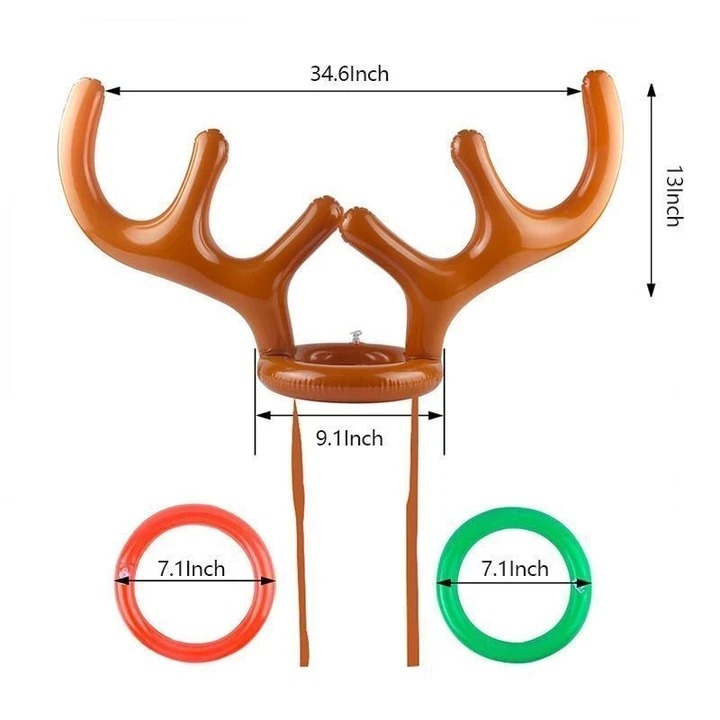 (Early Halloween Sale- Save 50% OFF) Reindeer Antler Ring Toss Game with 4 Rings