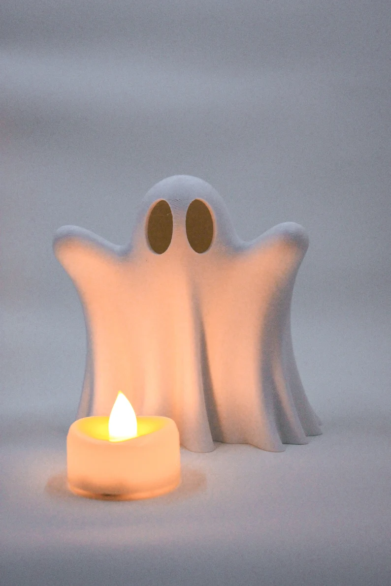 <strong>🎃Early Halloween Sale</strong> 👻Charming 3D Printed Ghost with LED Tea Light