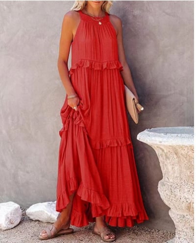 💥LAST DAY SALE 50% OFF💖Holiday Style Ruffled Long Dress