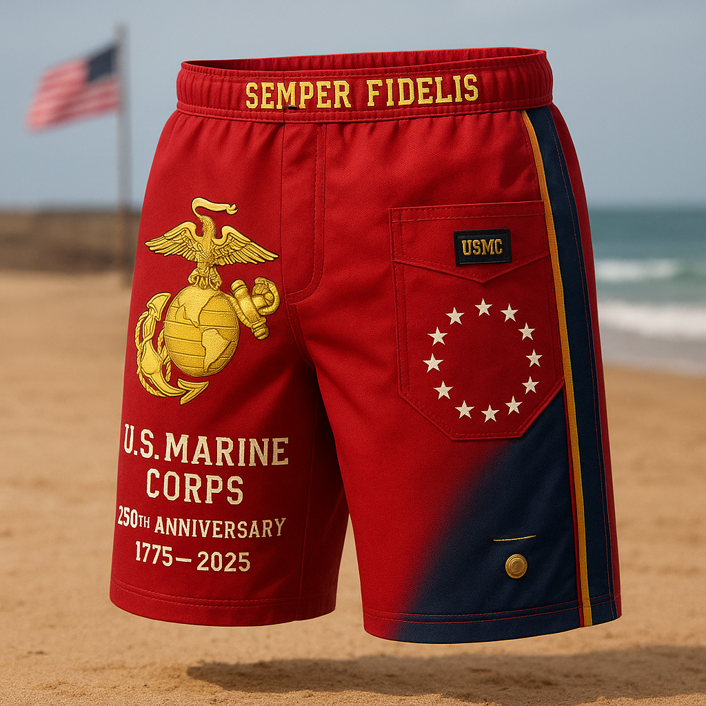 U.S. Marine Corps 250th Anniversary Patriotic Board Shorts