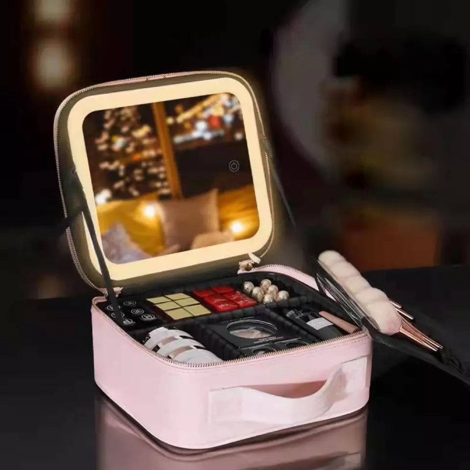 (🔥Last Day Promotion 50% OFF) Makeup bag with LED Mirror - Buy 2 Get Extra 10% OFF & Free Shipping