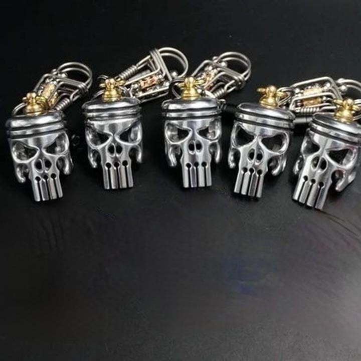 🔥Handmade Piston art skull keychain (Pendant/Flashlight/Bottle Opener)