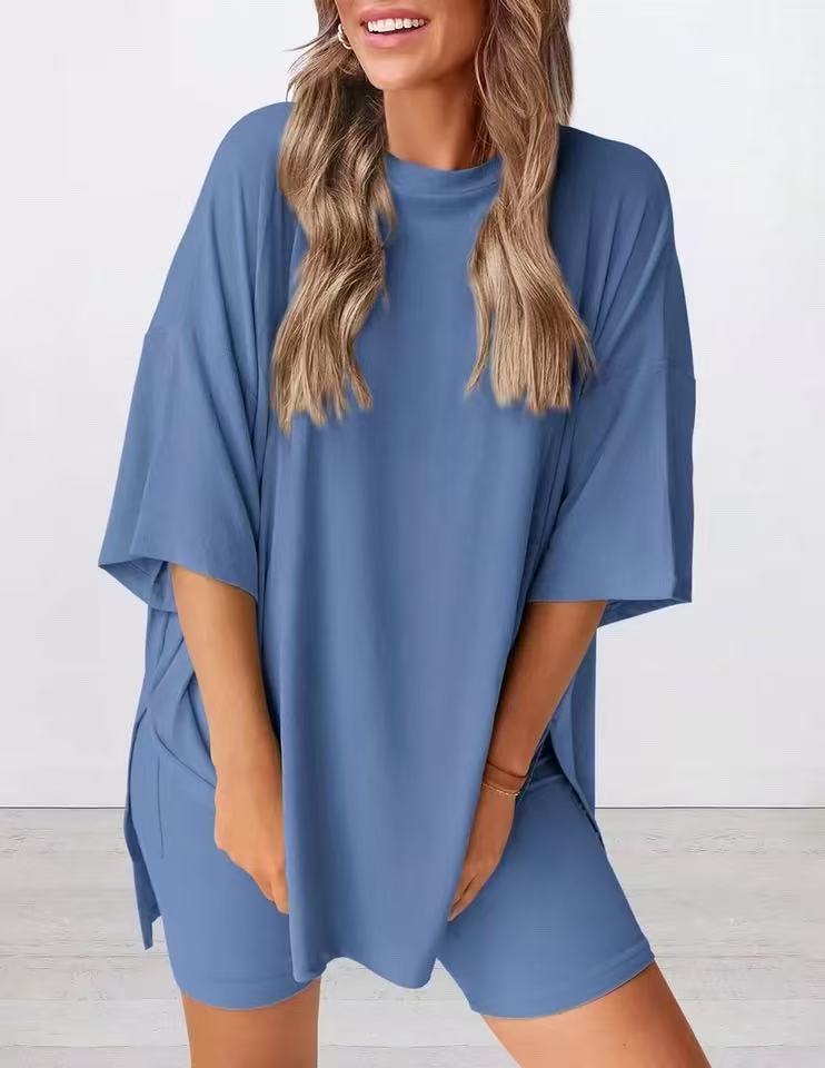 💝 2025 Sommer Casual Oversized Shirts Shorts Passendes zweiteiliges Lounge-Set für Frauen