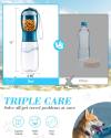 Dog Water Bottle 2 in 1, Leak Proof Portable Pet Water Bottle with Food Container, Outdoor Portable Water Dispenser for Cat, Puppy for Walking, Hiking, Camping, Travel(10oz Blue)