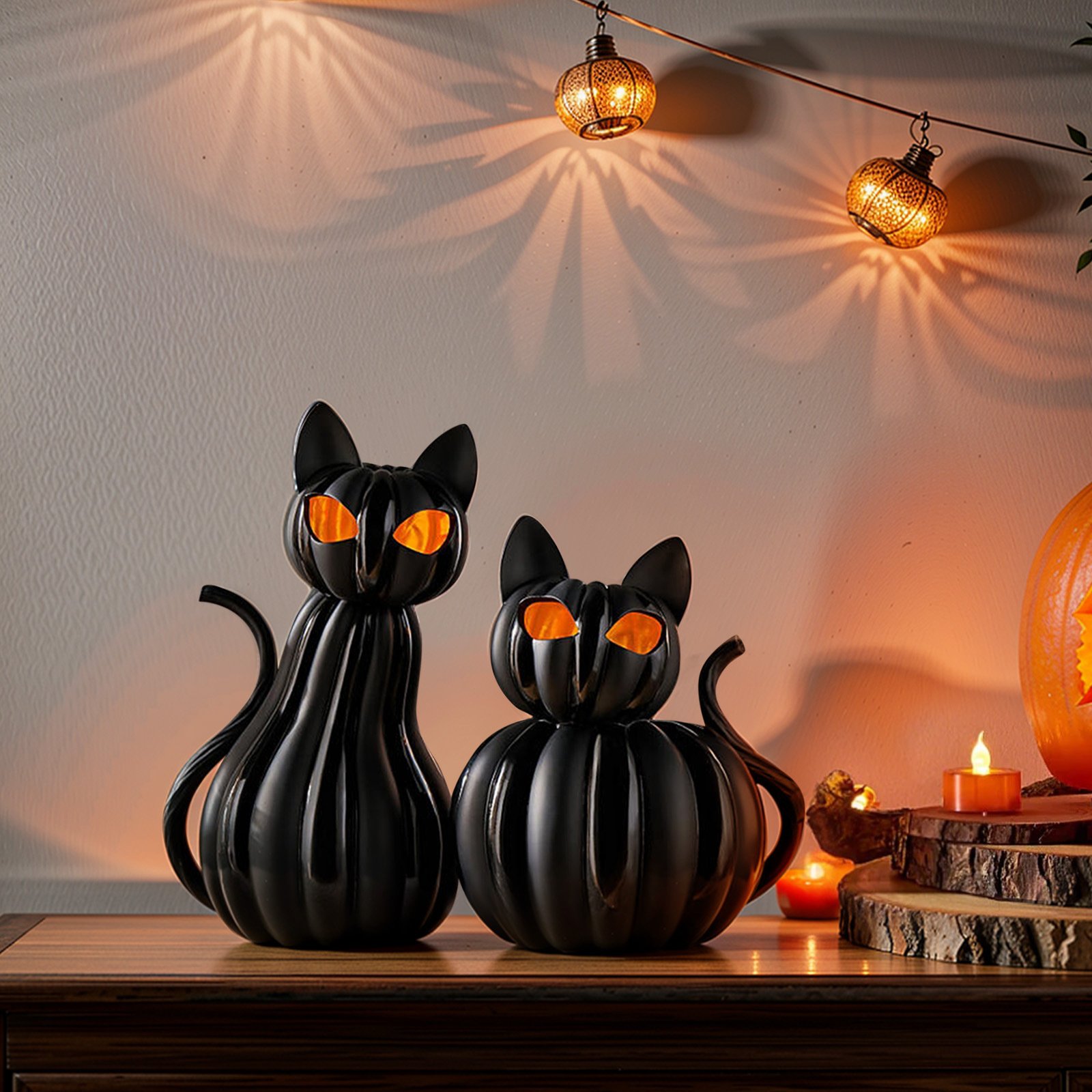 🎁TikTok Last Day Sale - 70% OFF🕸️ Black Cat of the Night – Color-Shifting Eyes Haunted Halloween Figurine