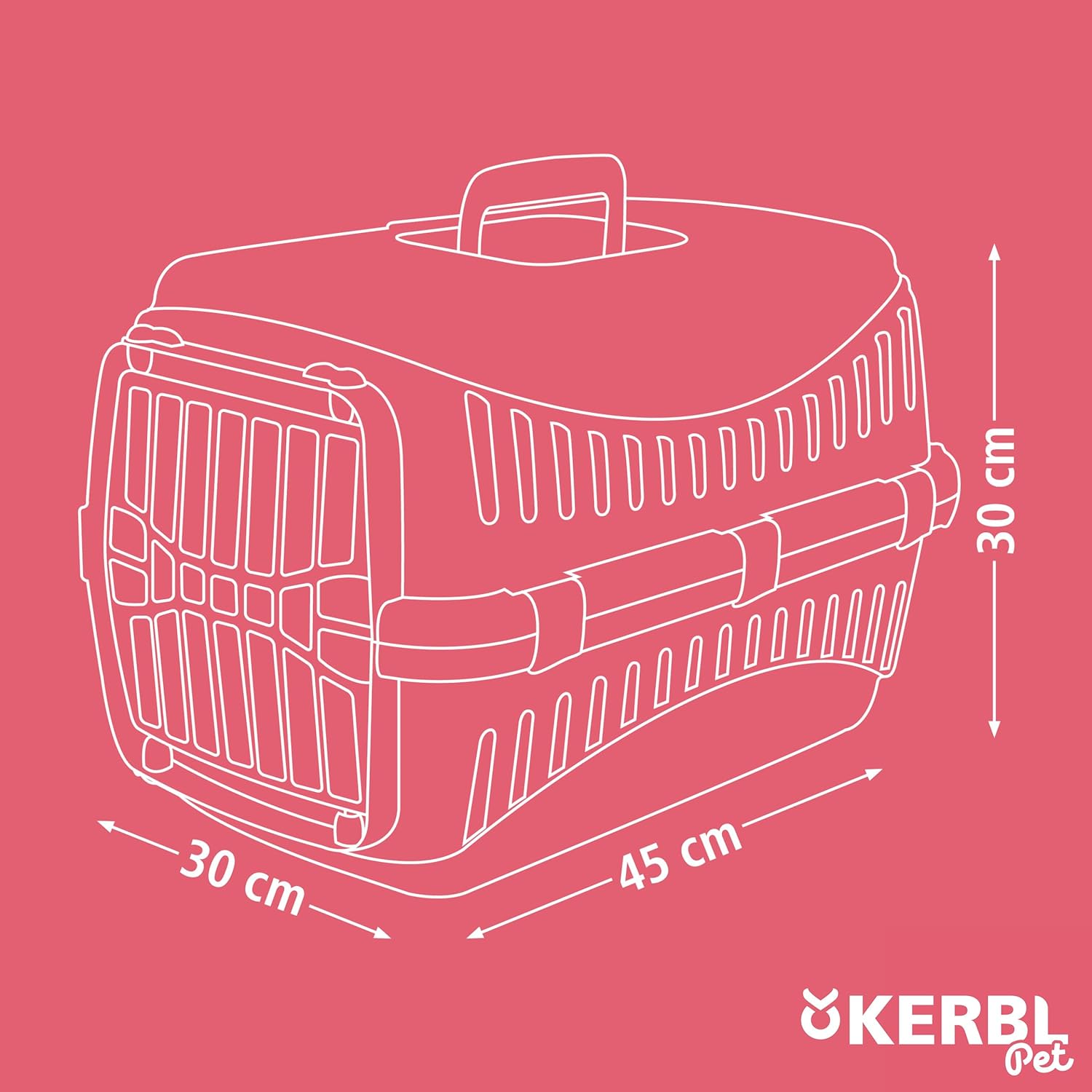 Kerbl 81346 Transportbox Expedion (Tiertransportbox Haustiere Katzen Hunde Kaninchen) aus Kunststoff 45x30x30 cm Mocaccino/Creme