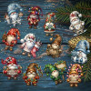 12 PCS Handcrafted Wooden Christmas Gnome Hanging Ornaments - No Batteries Required