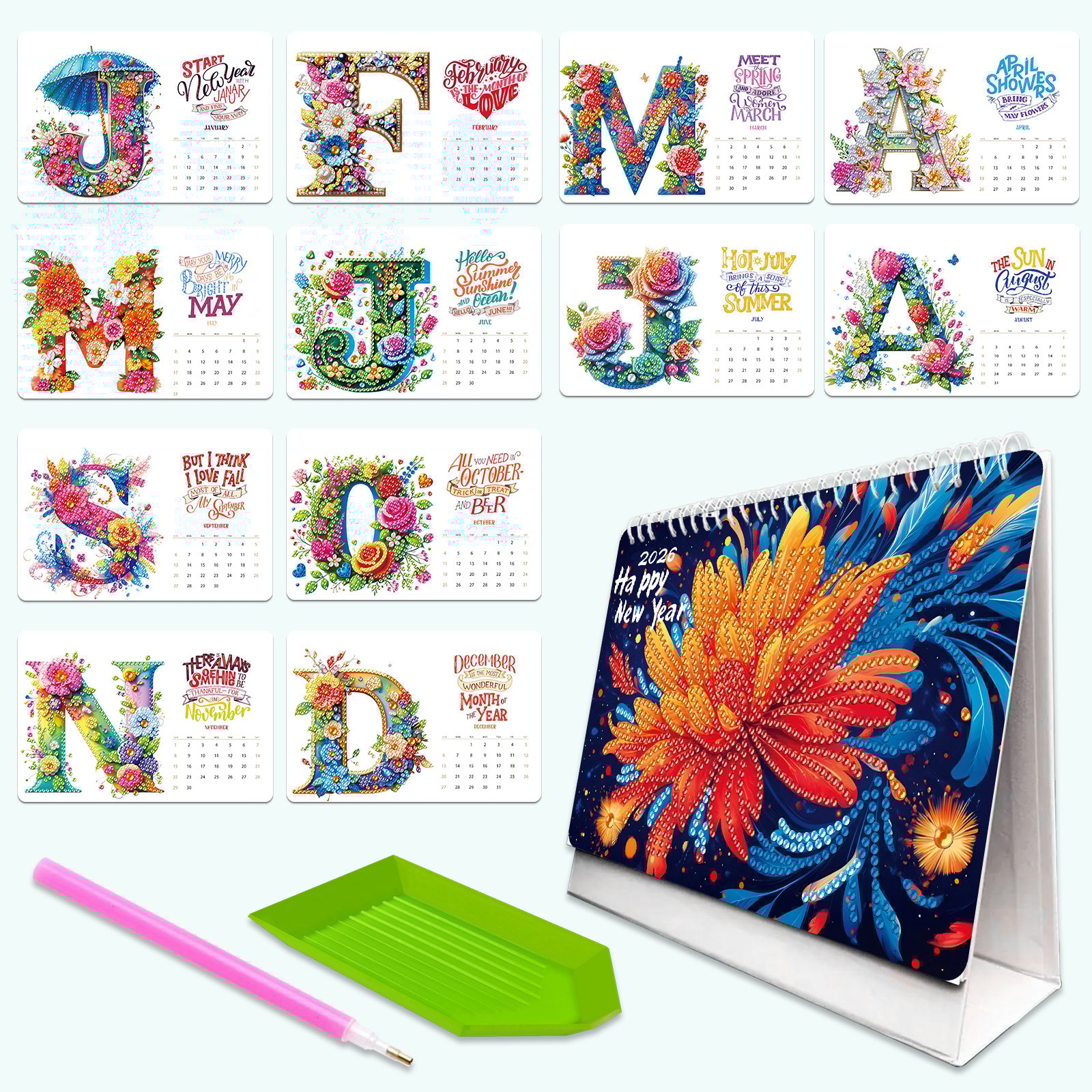 🔥Last Day Promotion 50% OFF🔥2026 DIY Special Shape Desktop Diamond Standing Calendar