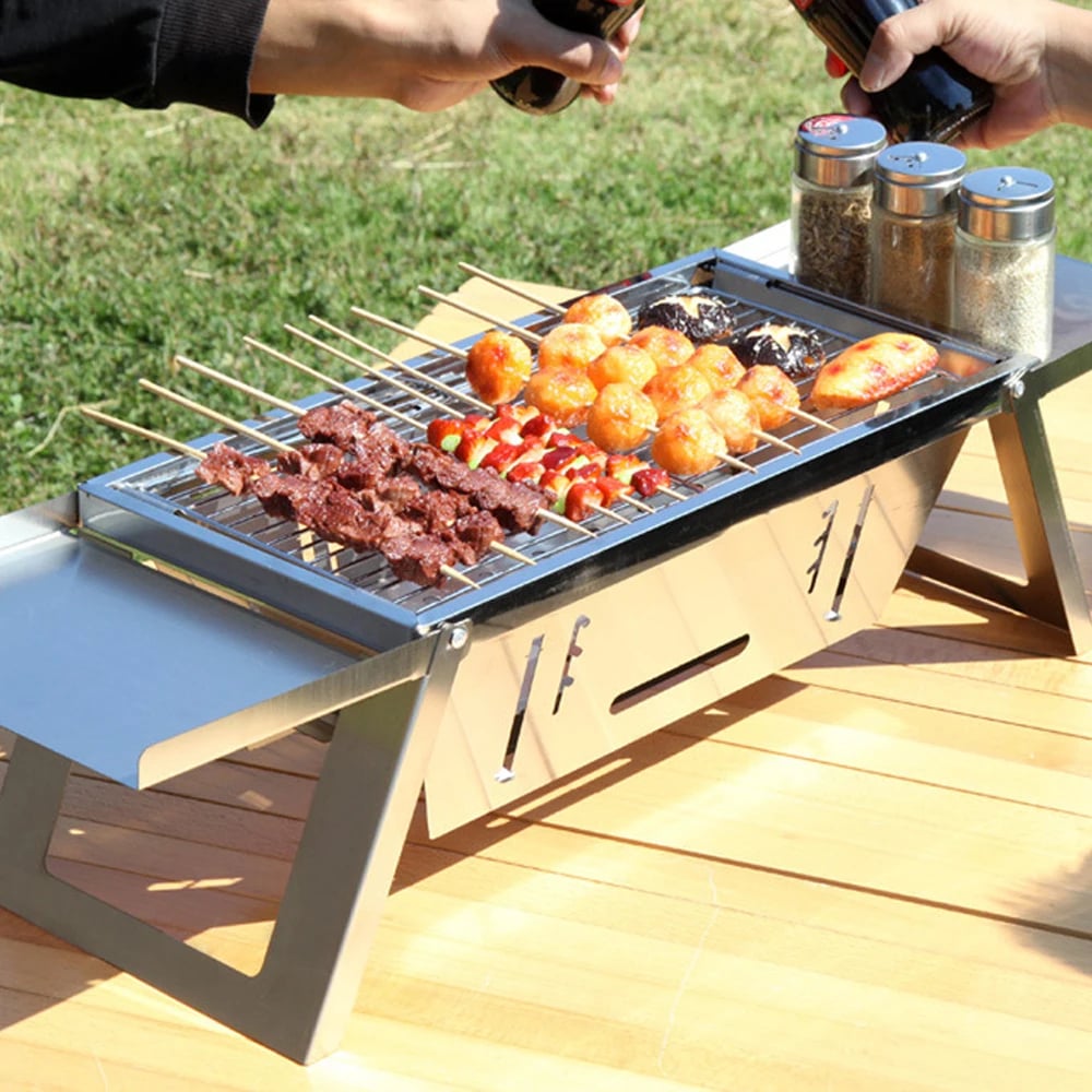 🔥Heißer Verkauf  49% Rabat🔥 Tragbarer Campinggrill, 3-fach höhenverstellbar, Tragetasche