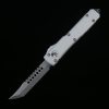 Microtech Silver White Handle OTF Straight Jump Knife