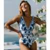 🎁TikTok Spring Last Day Promotion 48% OFF-🎁-V Neck Ruffle Lace Up Printed One Piece Swimsuit and Skirt