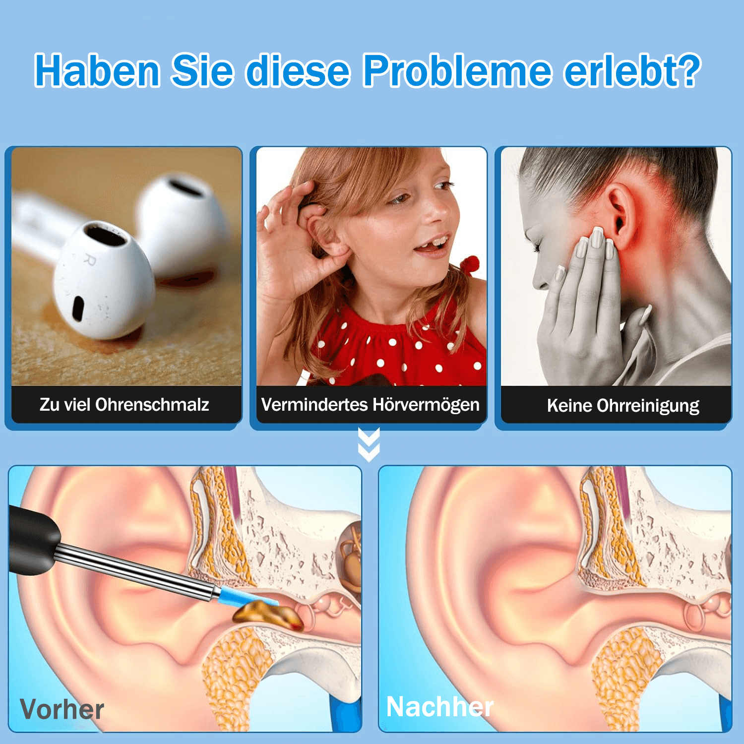 👂Kabellose endoskopische Ohrlöffel (Achtteiliges Set)