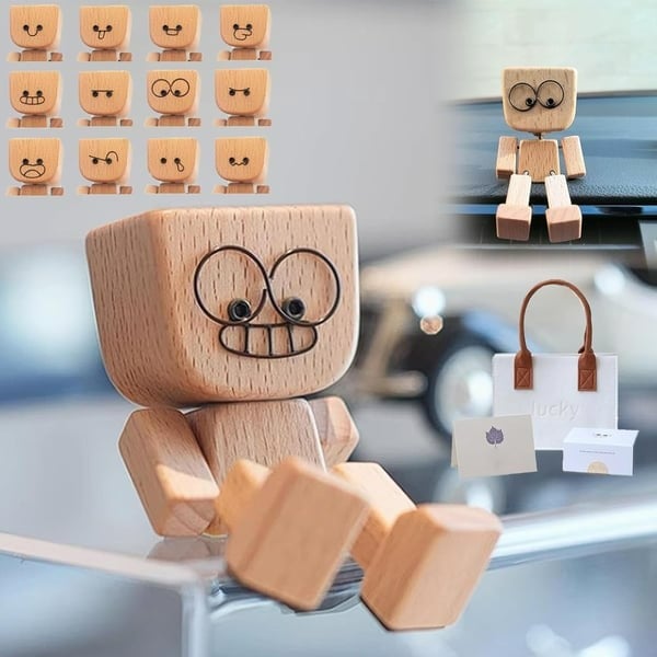 LAST DAY 49% OFF🔥Charming Little Wooden Figure That Sways with 12PCS Magnetic Expressions