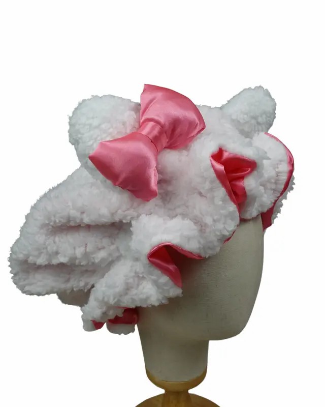 Handmade Cute Teddy Satin Bonnet for Curly Hair
