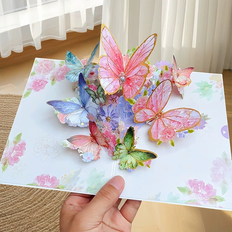 Last Day 49% OFF🦋Vibrant 3D Butterfly & Daisy Pop-Up Greeting Card