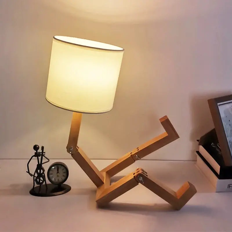 💥LAST DAY SALE 50% OFF💥Wooden Robot Shape Table Lamp