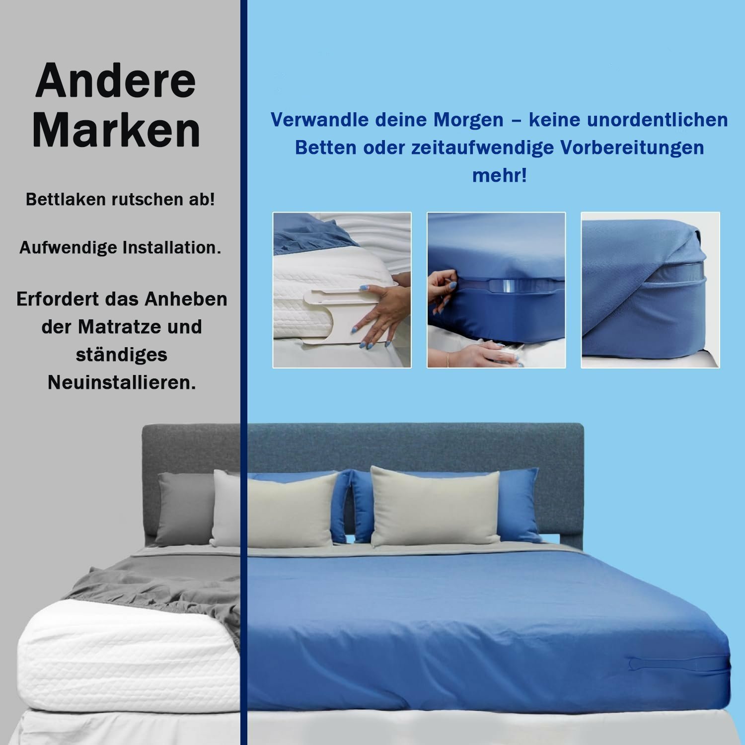 💖Letzter Tag 49 % Rabatt💖Bettlakenhalter – Halten Sie Bettlaken sicher an ihrem Platz
