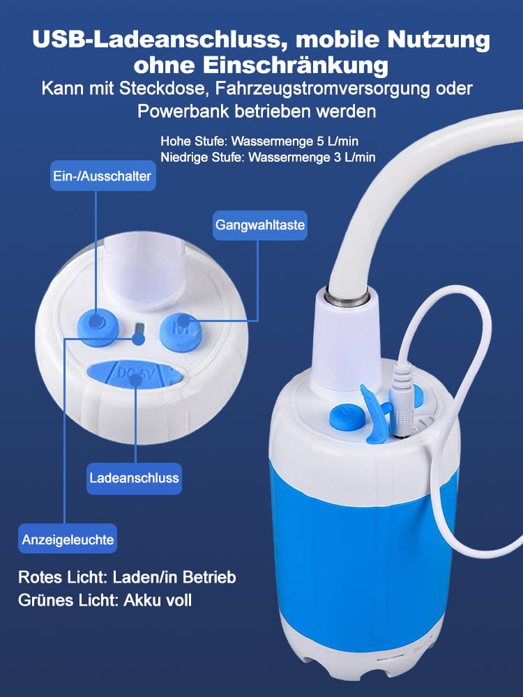 🚿Letzter Tag 49% Rabatt✨Tragbare Campingdusche – Einstellbarer Durchfluss